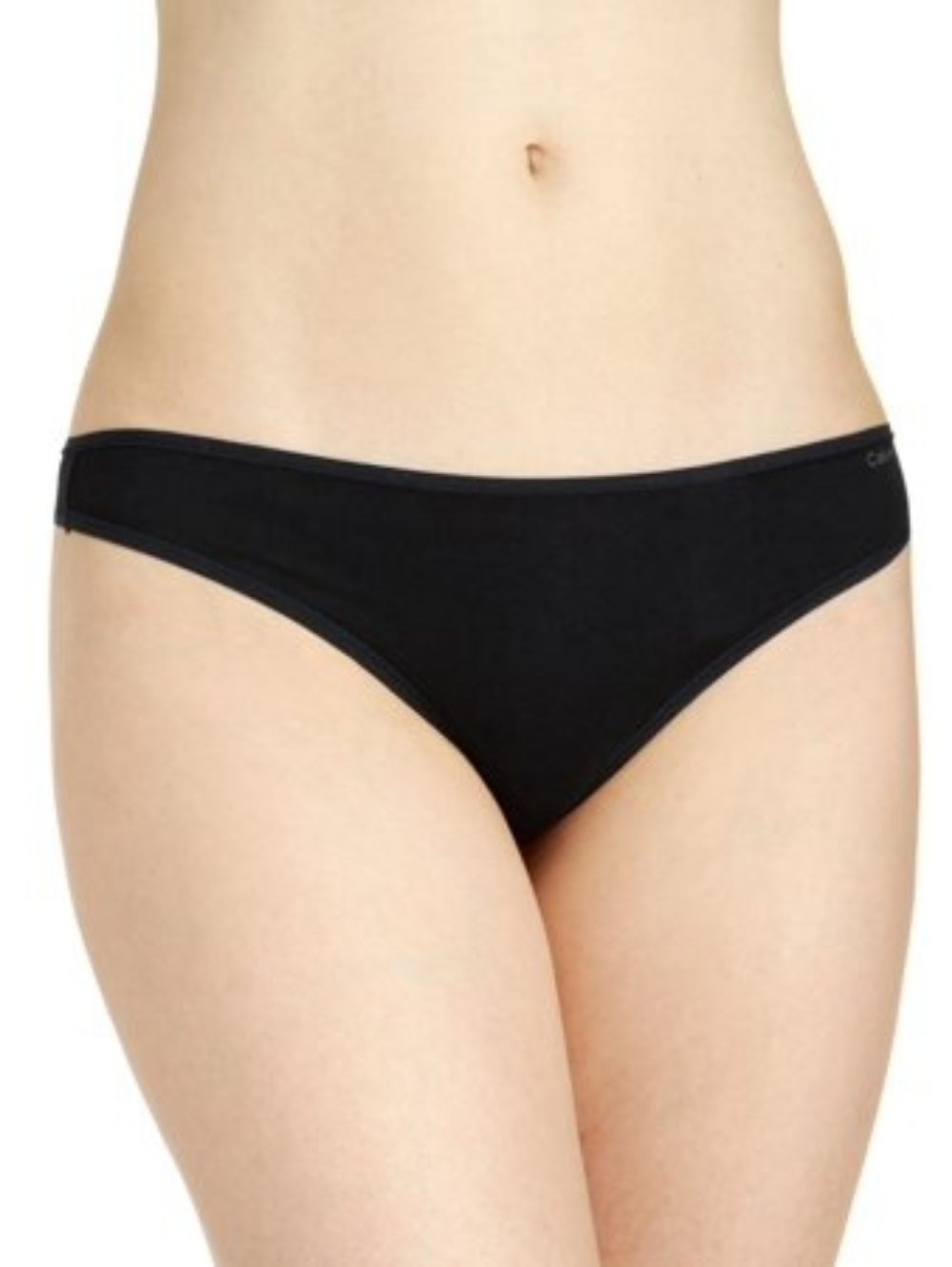 Calvin Klein Women's Black Cotton Thong with Branded Tag QD3643 Medium-SKU -A1